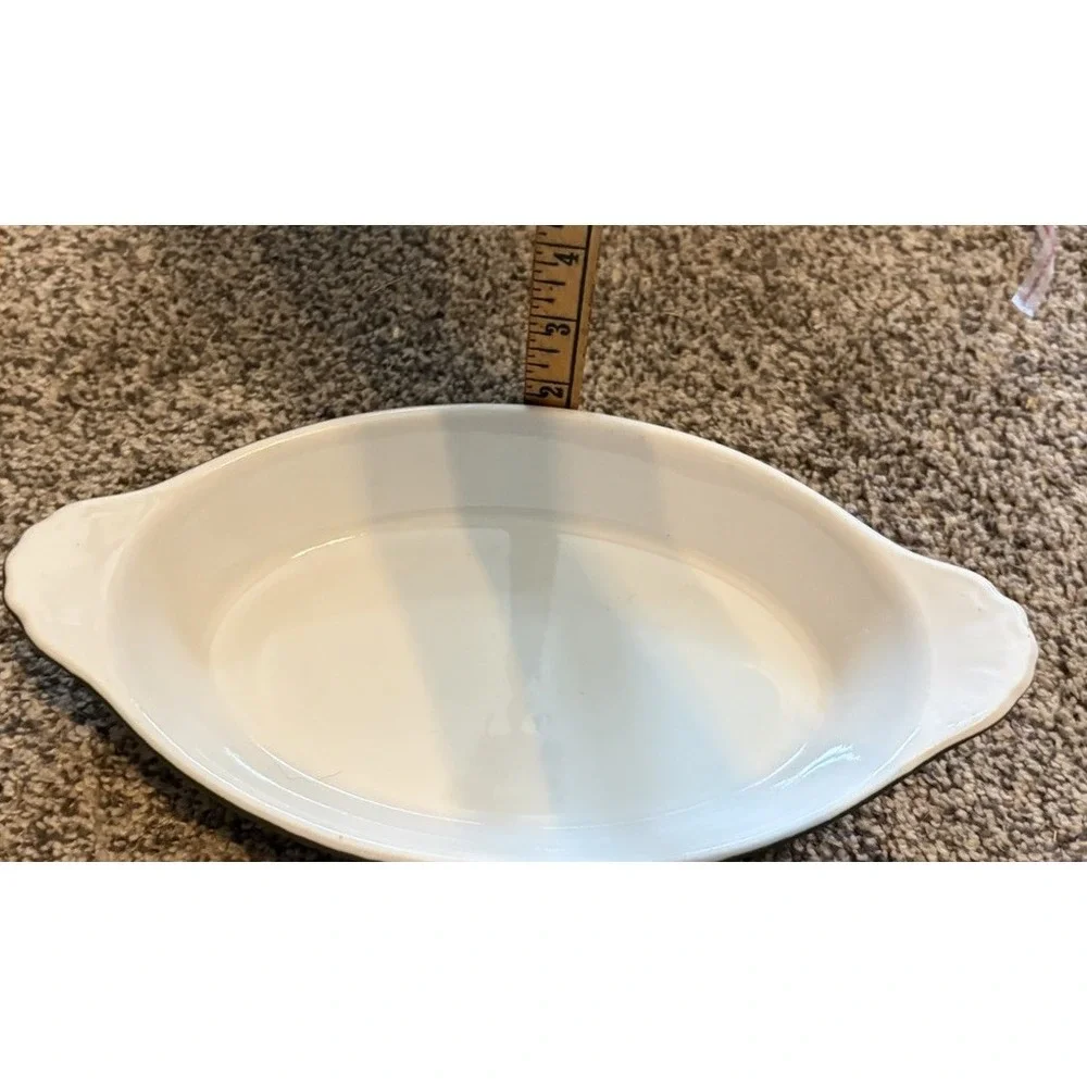 Vtg Hall China #529 Olive Green In Oval AuGratin Casserole USA 10.25